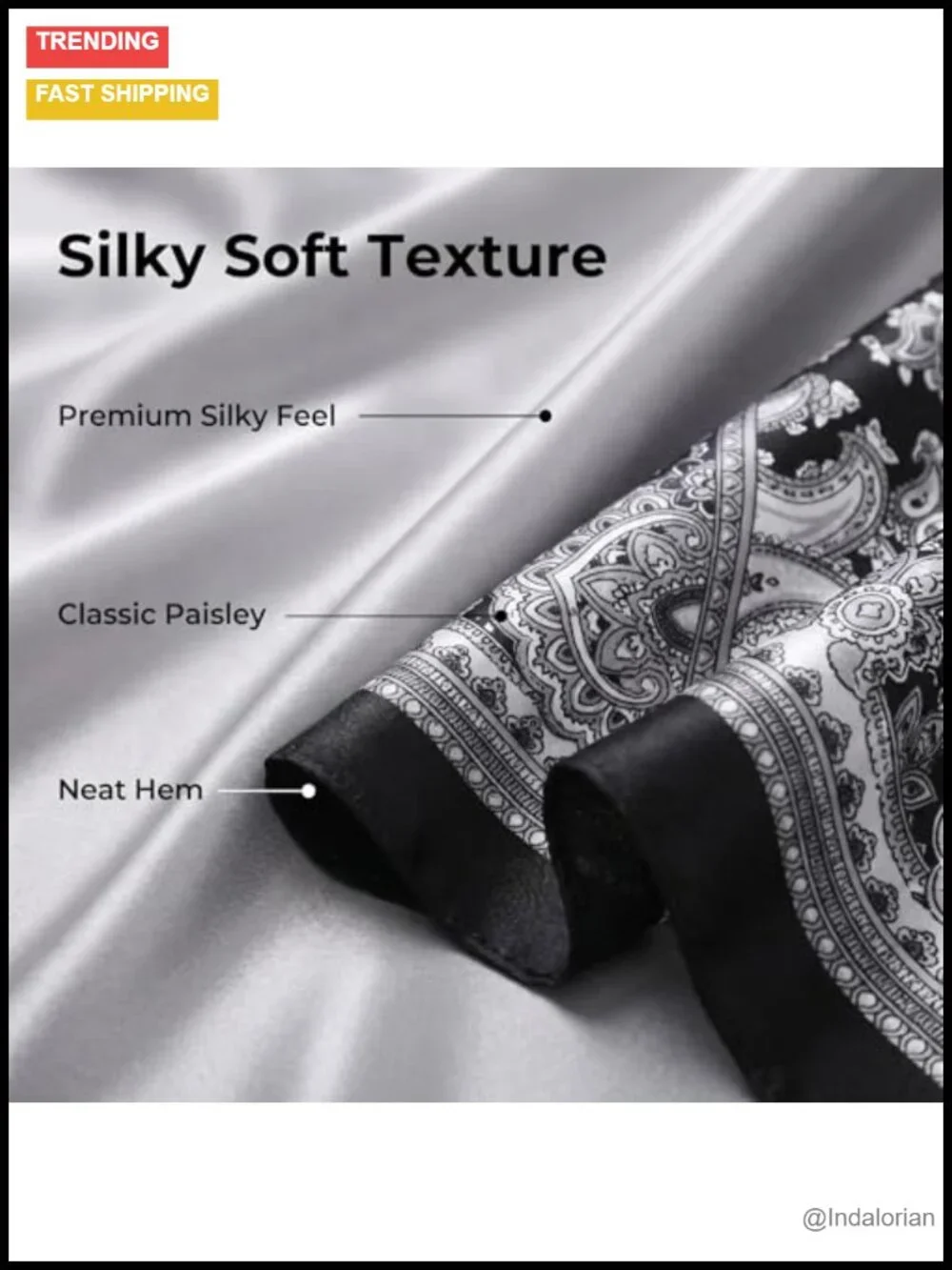 Large Square Silk Head Scarf Satin Bandana Hair Wrap for Women